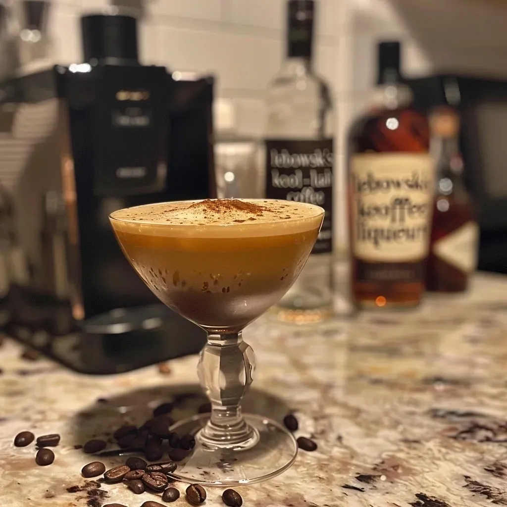 ['Close-up view of a Maple Bourbon Espresso Martini in a stylish glass with a frothy top.', 'Side angle of a Maple Bourbon Espresso Martini featuring rich colors and a creamy foam.', 'Artistic shot of a Maple Bourbon Espresso Martini showcasing its glossy finish and garnishes.', 'Detailed side view of a Maple Bourbon Espresso Martini with espresso and maple syrup highlights.']