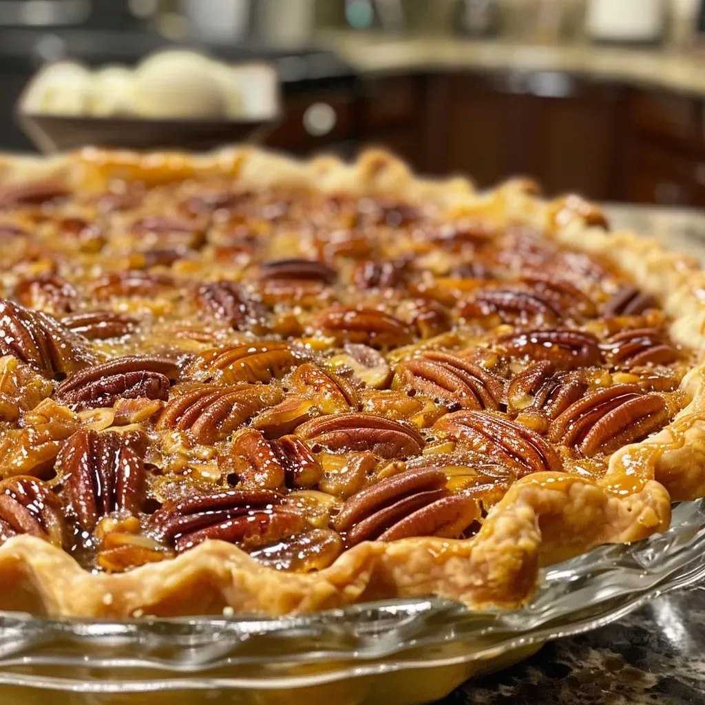 ['Close-up view of a golden-brown Maple Pecan Pie with a glossy surface.', 'Side angle of a freshly baked Maple Pecan Pie showcasing its rich filling and pecan topping.', 'Delicious Maple Pecan Pie with a flaky crust and glistening maple syrup filling.', 'Detailed shot of a Maple Pecan Pie, highlighting the pecans and caramelized top layer.']