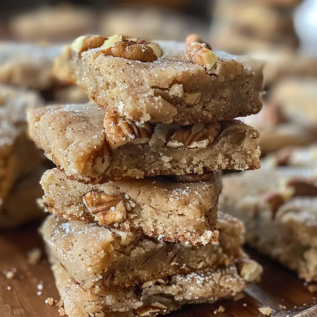 ['Close-up view of Maple Walnut Shortbread Cookies with a golden-brown surface.', 'Side view of delicious Maple Walnut Shortbread Cookies, showcasing their texture and walnut pieces.', 'A detailed shot of freshly baked Maple Walnut Shortbread Cookies, highlighting the warm color and ingredients.', 'Close-up of Maple Walnut Shortbread Cookies arranged on a plate, emphasizing their crumbly texture.']