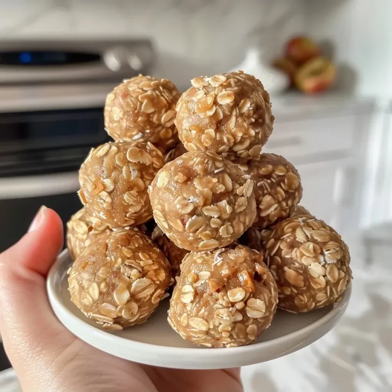 ['Close-up of Peanut Butter Apple Energy Bites, showcasing their textured surface.', 'Side view of a tasty-looking energy bite, highlighting the apple and peanut butter ingredients.', 'Juicy Peanut Butter Apple Energy Bites arranged attractively, with oats and dried apples visible.', 'Detailed view of Peanut Butter Apple Energy Bites, emphasizing their chewy texture and healthy ingredients.']