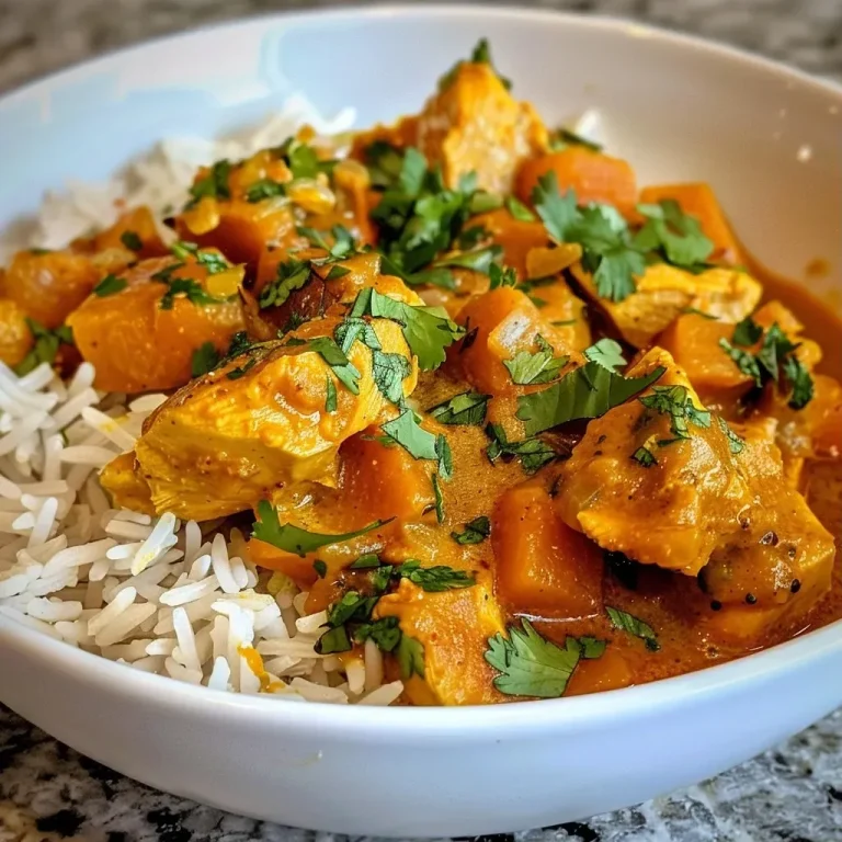 ['Close-up view of a bowl filled with Pumpkin Chicken Curry, showcasing vibrant colors and textures.', 'Side view of a creamy Pumpkin Chicken Curry dish, garnished with herbs and spices.', 'A detailed photo of Pumpkin Chicken Curry, highlighting chunks of chicken and orange pumpkin puree.', 'Juicy Pumpkin Chicken Curry presented in a rustic bowl, emphasizing its rich, savory sauce.']