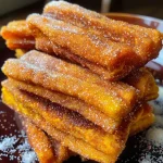 ['Close-up view of golden-brown Pumpkin Churro Bites dusted with sugar and cinnamon.', 'Juicy, deep-fried Pumpkin Churro Bites arranged on a plate, showcasing their crispy texture.', 'Side view of fluffy Pumpkin Churro Bites, highlighting their warm, inviting appearance.', 'Delicious Pumpkin Churro Bites with a sprinkle of cinnamon sugar, ready to be enjoyed.']