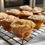 ['Close-up view of golden-brown Pumpkin Churro Mini Muffins sprinkled with cinnamon sugar.', 'A side view of freshly baked Pumpkin Churro Mini Muffins with a soft texture and a dusting of cinnamon.', 'Delicious Pumpkin Churro Mini Muffins presented on a wooden board, showcasing their fluffy interior.', 'A tempting arrangement of Pumpkin Churro Mini Muffins, featuring their enticing, sugary coating.']