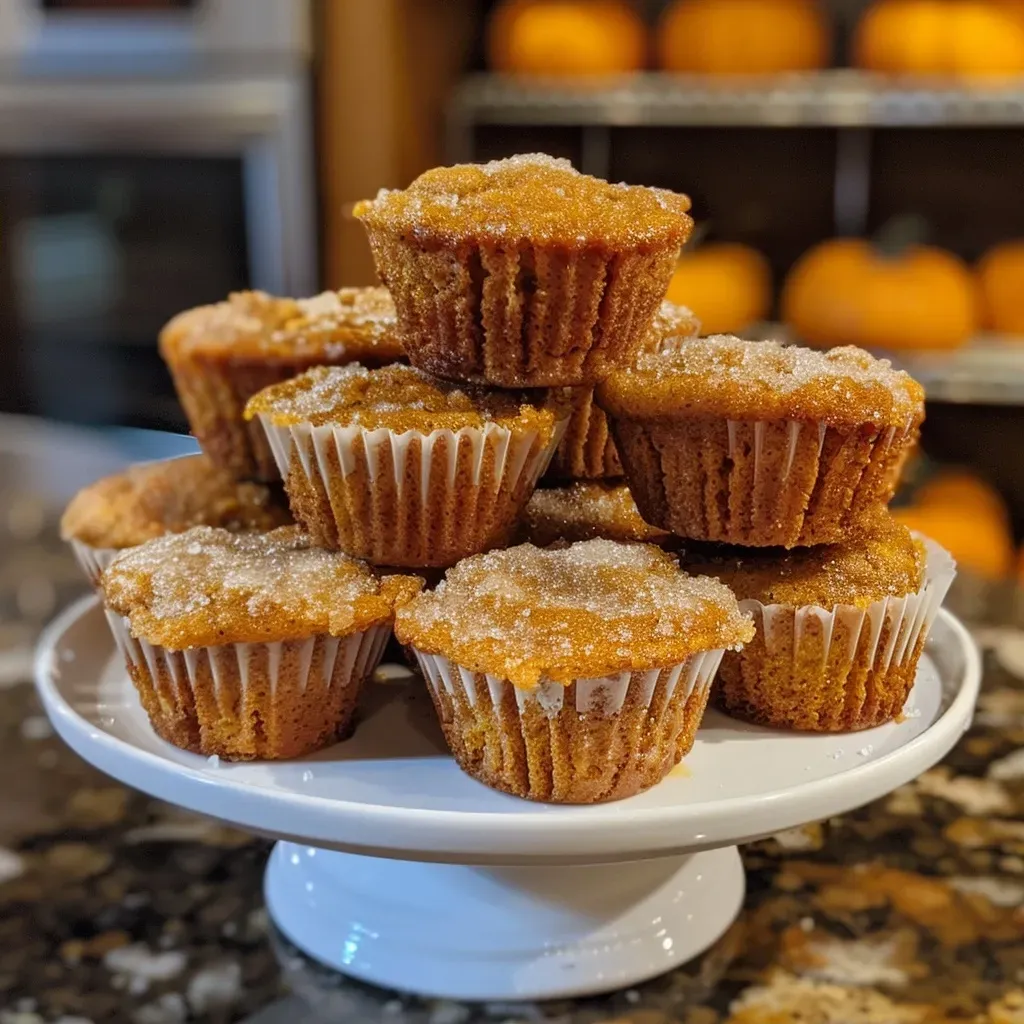 ['Close-up view of golden-brown Pumpkin Churro Mini Muffins sprinkled with cinnamon sugar.', 'A side view of freshly baked Pumpkin Churro Mini Muffins with a soft texture and a dusting of cinnamon.', 'Delicious Pumpkin Churro Mini Muffins presented on a wooden board, showcasing their fluffy interior.', 'A tempting arrangement of Pumpkin Churro Mini Muffins, featuring their enticing, sugary coating.']