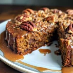 ['A slice of Pumpkin Coffee Cake with a moist texture on a white plate.', 'Close-up view of Pumpkin Coffee Cake showcasing its golden-brown top and crumbly surface.', 'A side view of a piece of Pumpkin Coffee Cake, highlighting its rich pumpkin color and spices.', 'A delicious slice of Pumpkin Coffee Cake topped with a light dusting of powdered sugar.']