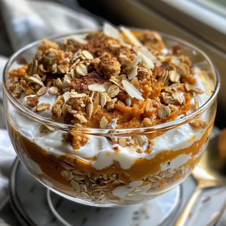 ['A close-up view of a Pumpkin Greek Yogurt Parfait layered with oats and pumpkin.', 'Side view of a creamy Pumpkin Greek Yogurt Parfait featuring vibrant pumpkin puree.', 'A detailed shot of a delicious Pumpkin Greek Yogurt Parfait with granola and spices.', 'A colorful Pumpkin Greek Yogurt Parfait showcasing oats and a creamy layer.']
