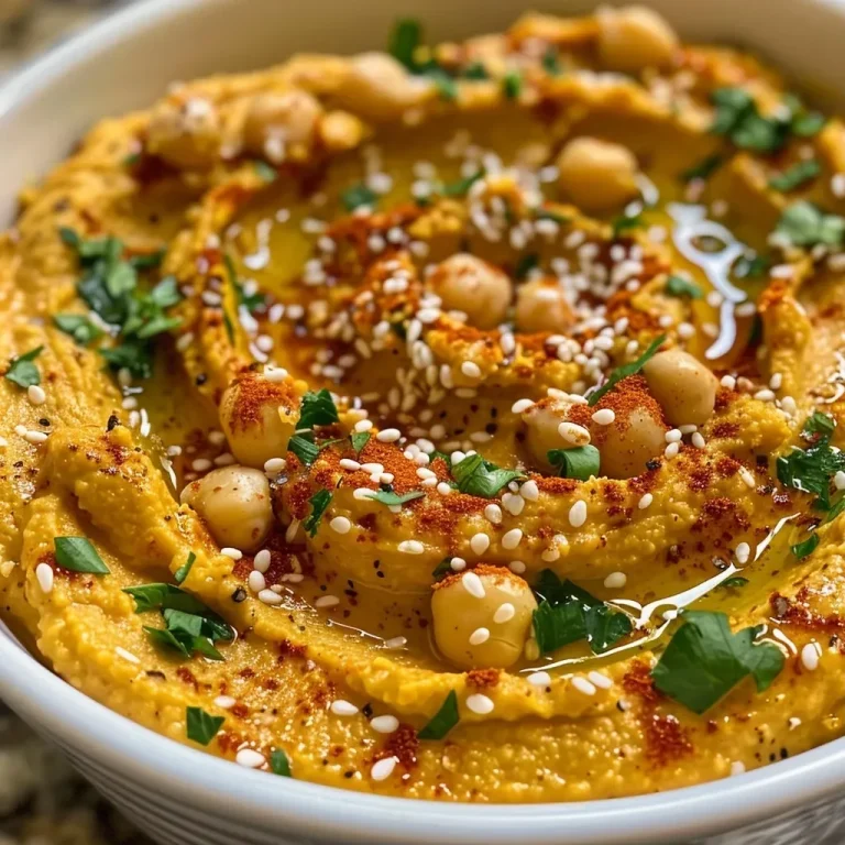 ['Close-up of creamy pumpkin hummus with a smooth texture in a bowl.', 'Side view of pumpkin hummus garnished with olive oil and pomegranate arils.', 'Bowl of pumpkin hummus with olive oil drizzle and fresh rosemary on top.', 'Creamy pumpkin hummus displayed with sliced apples and pita chips around.']