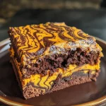 ['Close-up view of a moist Pumpkin Marble Cake, showcasing swirls of pumpkin and chocolate.', 'Side angle of a beautifully layered Pumpkin Marble Cake, emphasizing its rich texture.', 'Detailed shot of a slice of Pumpkin Marble Cake revealing a marbled pattern of pumpkin and cocoa.', 'Close-up of a portion of Pumpkin Marble Cake, highlighting its glossy chocolate topping and moist crumb.']