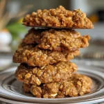 ['Close-up side view of soft and chewy pumpkin oatmeal cookies on a plate.', 'Juicy pumpkin oatmeal cookies with a golden-brown exterior, highlighted in a side view.', 'Delicious looking pumpkin oatmeal cookies arranged nicely, showcasing their chewy texture.', 'Side view of warm pumpkin oatmeal cookies, emphasizing their soft and inviting appearance.']