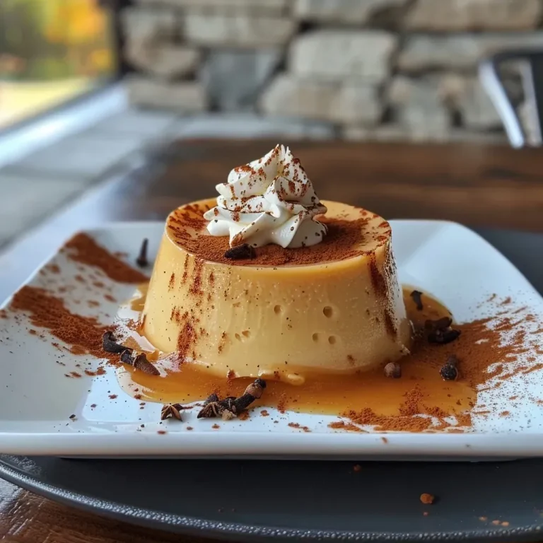 ['Close-up view of a creamy Pumpkin Panna Cotta with a smooth texture.', 'Side shot of Pumpkin Panna Cotta topped with a sprinkle of cinnamon.', 'A luscious Pumpkin Panna Cotta in a glass, showcasing its rich orange color.', 'Textured Pumpkin Panna Cotta displayed elegantly, highlighting its creamy consistency.']