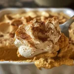 ['Close-up view of a creamy Pumpkin Pie Dip in a bowl, garnished with a sprinkle of pumpkin pie spice.', 'Side angle shot of Pumpkin Pie Dip with a spoon beside it, showcasing a smooth and rich texture.', 'Delicious Pumpkin Pie Dip in a white bowl, with a decorative swirl on top and a hint of spices visible.', 'Creamy Pumpkin Pie Dip in a rustic setting, surrounded by ingredients like pumpkin puree and spices.']