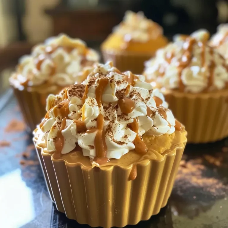 ['Close-up view of layered Pumpkin Pie Mousse Cups with vibrant orange and cream colors.', 'Side view of individual Pumpkin Pie Mousse Cups topped with whipped cream and a sprinkle of spices.', 'Detail shot of delicious Pumpkin Pie Mousse Cups showcasing their creamy texture and pumpkin color.', 'Artistic presentation of Pumpkin Pie Mousse Cups highlighted against a simple background.']