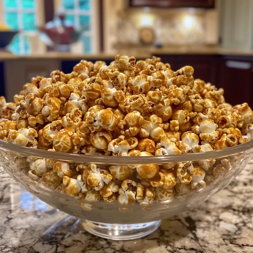 ['Close-up side view of caramel corn coated in pumpkin pie spice.', 'Juicy, golden caramel corn with a sprinkling of pumpkin pie spice.', 'A detailed shot of pumpkin pie spiced caramel corn in a bowl.', 'Side view of crunchy caramel corn with vibrant pumpkin pie flavors.']