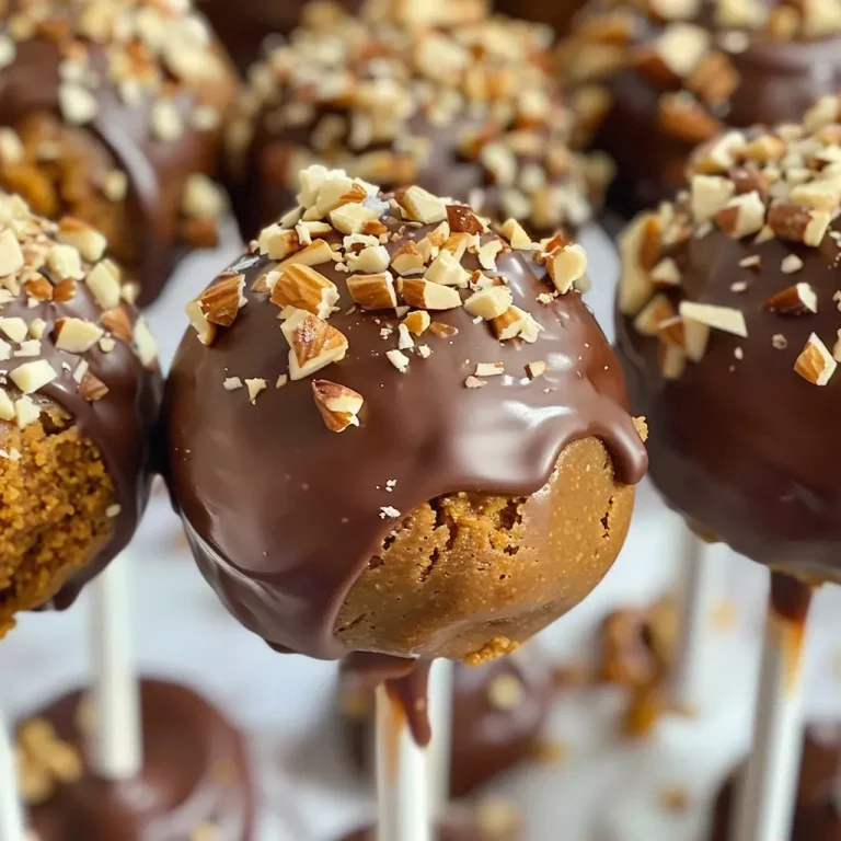 ['Close-up view of delicious Pumpkin Spice Cake Pops coated in orange candy melts.', 'Side angle of Pumpkin Spice Cake Pops decorated with chocolate chips and vibrant orange coating.', 'Juicy Pumpkin Spice Cake Pops with a smooth orange exterior and chocolate chip details.', 'Appetizing shot of Pumpkin Spice Cake Pops, showcasing their bright orange surface and toppings.']