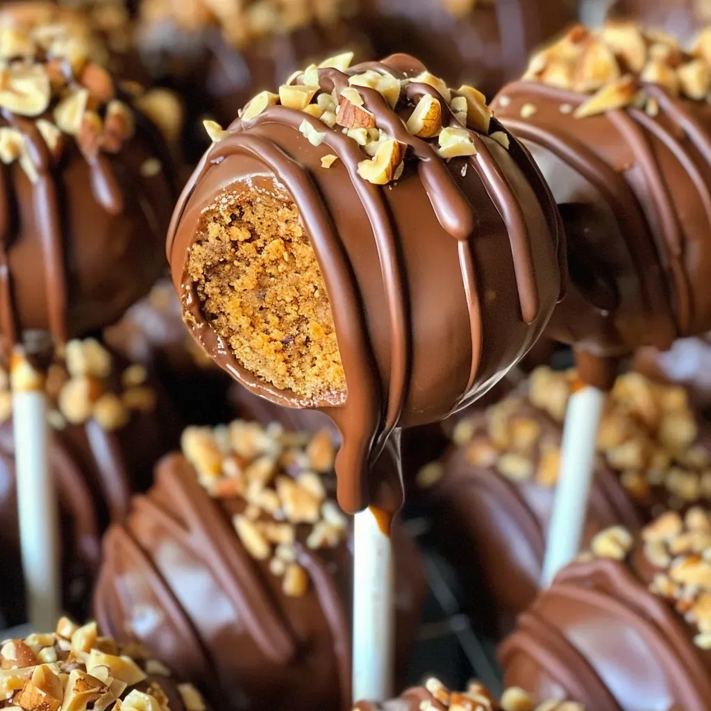 Close-up view of delicious Pumpkin Spice Cake Pops coated in orange candy melts.