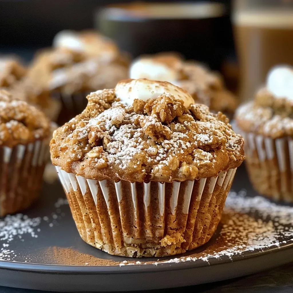 ['A close-up side view of a freshly baked Pumpkin Spice Latte Muffin on a rustic wooden table.', 'A detailed view of a moist Pumpkin Spice Latte Muffin with a sprinkle of sugar on top.', 'Side profile of a Pumpkin Spice Latte Muffin, showcasing its golden-brown exterior and soft texture.', 'A mouthwatering Pumpkin Spice Latte Muffin displayed on a plate, emphasizing its fluffy, inviting appearance.']