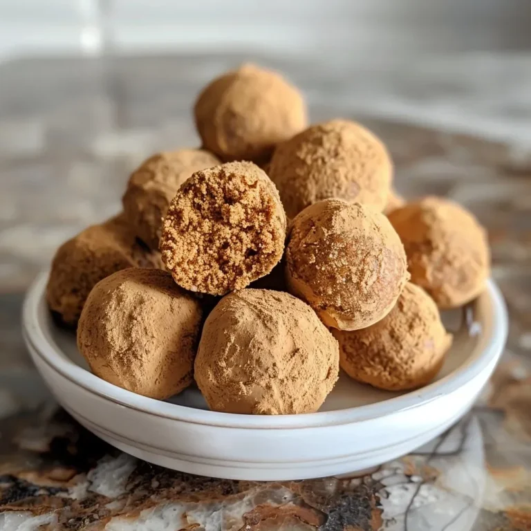 ['Close-up view of a Pumpkin Spice Latte Protein Truffle, showcasing its creamy texture and vibrant color.', 'Side angle photo of a delicious Pumpkin Spice Latte Protein Truffle, highlighting its soft exterior.', 'Detailed shot of a no-bake Pumpkin Spice Latte Protein Truffle, with visible spices and chocolate chips.', 'Close proximity image of a Pumpkin Spice Latte Protein Truffle, emphasizing its rich, inviting appearance.']