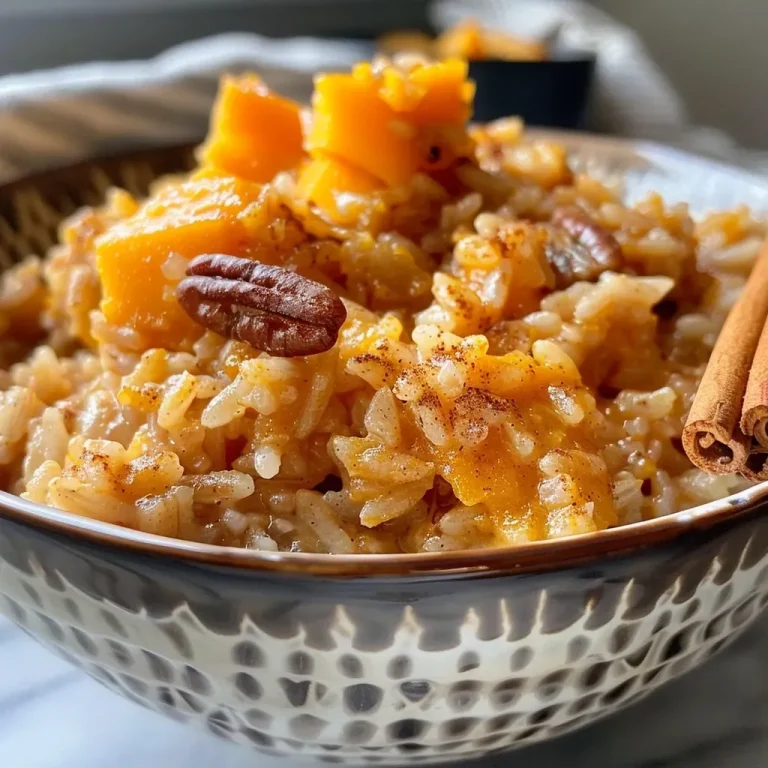 ['Close-up view of creamy pumpkin spice rice pudding in a bowl.', 'Side view of a comforting bowl of pumpkin spice rice pudding topped with pecans.', 'Delicious pumpkin spice rice pudding in a rustic bowl with golden raisins.', 'Creamy rice pudding infused with pumpkin spice and garnished with nuts.']