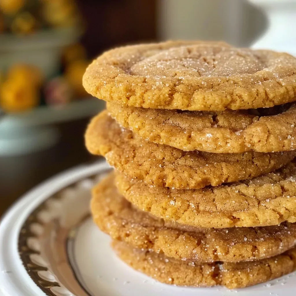 ['Close-up view of golden-brown pumpkin spice sugar cookies on a rustic wooden surface.', 'A side view of freshly baked pumpkin spice sugar cookies with a sprinkle of sugar on top.', 'Juicy pumpkin spice sugar cookies arranged neatly, showcasing their soft texture and warm color.', 'Artistic shot of pumpkin spice sugar cookies, highlighting their inviting aroma and seasonal appeal.']