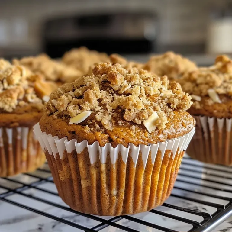 ['Side view of a freshly baked Pumpkin Streusel Muffin topped with a crumbly streusel.', 'Close-up image showcasing a fluffy Pumpkin Streusel Muffin with a rich, golden color and streusel topping.', 'Appetizing side angle of a warm Pumpkin Streusel Muffin with a deliciously sweet topping.', 'Delicious Pumpkin Streusel Muffin displayed from the side, highlighting its creamy texture and topping.']