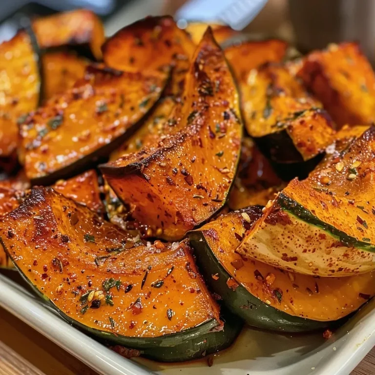 ['Close-up of roasted Kabocha squash, showcasing its rich, golden-brown exterior.', 'Side view of a juicy, caramelized Kabocha squash, perfectly roasted and inviting.', 'Detailed shot of roasted Kabocha squash pieces, glistening with olive oil and spices.', 'Visually appealing roasted Kabocha squash on a plate, emphasizing its texture and color.']