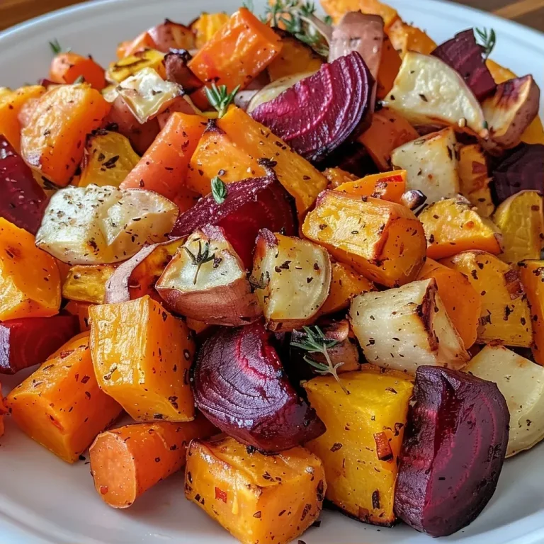 ['Close-up view of a bowl filled with vibrant roasted root vegetables, showcasing carrots, parsnips, sweet potatoes, and beets.', 'Side view of mixed roasted root vegetables on a plate, highlighting their caramelized edges and colorful textures.', 'A vibrant assortment of roasted carrots, parsnips, sweet potatoes, and beets arranged in a bowl, glistening with olive oil.', 'A close-up photo of golden roasted root vegetables, including carrots, parsnips, and beets, garnished with herbs.']