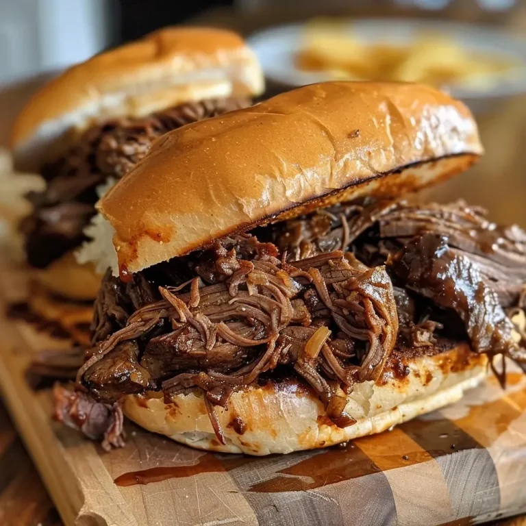 ['Juicy BBQ beef sandwich with melted cheese on a wooden platter.', 'Close-up of slow-cooked barbecue beef piled high in a soft sandwich bun.', 'Side view of a delectable slow cooker BBQ beef sandwich with toppings.', 'Appetizing slow cooker BBQ beef sandwich drizzled with barbecue sauce.']