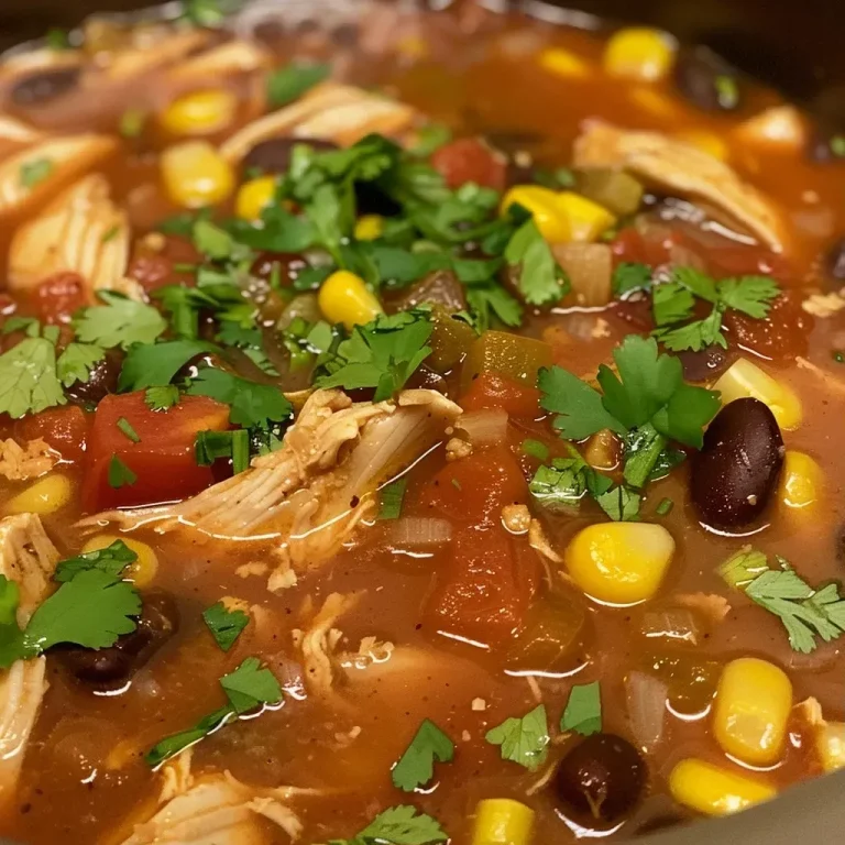 ['Close-up view of a bowl of chicken enchilada soup with garnishes.', 'Rich and hearty slow cooker chicken enchilada soup in a rustic bowl.', 'Side view of a creamy chicken enchilada soup topped with fresh herbs.', 'Delicious slow cooker chicken enchilada soup displayed in a vibrant dish.']