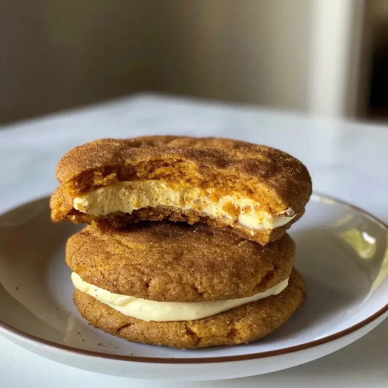 ['Close-up side view of Snickerdoodle Pumpkin Cheesecake Cookies, showcasing their soft texture.', 'A detailed side view of freshly baked Snickerdoodle Pumpkin Cheesecake Cookies with a golden-brown surface.', 'Close-up photo of Snickerdoodle Pumpkin Cheesecake Cookies, emphasizing their creamy filling and spiced exterior.', 'Side view image of pumpkin-flavored Snickerdoodle cookies, highlighting their delicious cheesecake layer.']
