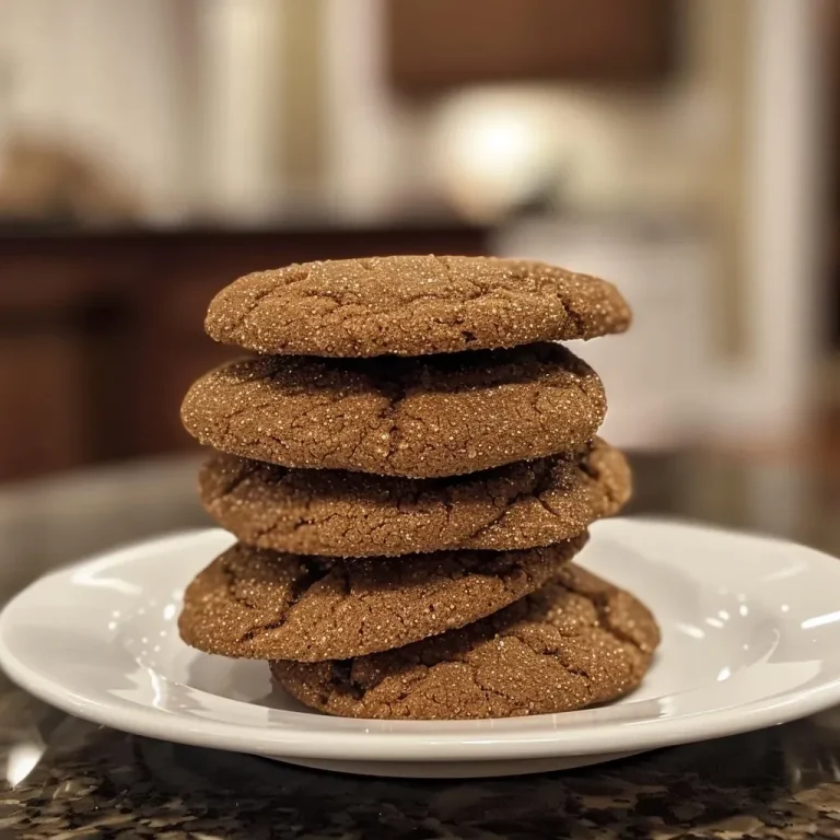 ['A close-up view of spiced molasses cookies with a soft texture and a shiny glaze.', 'A side view of freshly baked spiced molasses cookies showcasing their chewy surface and warm color.', 'A detailed shot of delicious spiced molasses cookies, highlighting the spices and granulated sugar topping.', 'An enticing look at a batch of spiced molasses cookies, with a focus on their rich, dark coloring.']