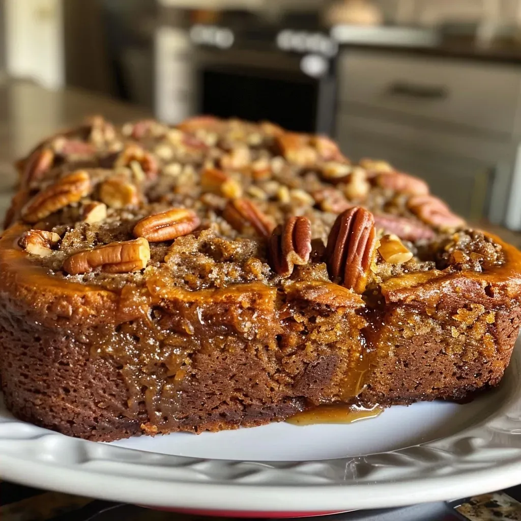 ['Close-up image of spiced pumpkin pecan sticky buns with a glazed top, showcasing nuts and spices.', 'Side view photograph of freshly baked pumpkin sticky buns, highlighted with a shiny caramel glaze and pecans.', 'Detailed shot of warm, gooey pumpkin pecan sticky buns, emphasizing the texture and toppings.', 'Mouthwatering close-up of golden sticky buns topped with pecans and creamy glaze, ready to be enjoyed.']