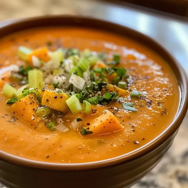 ['Close-up view of a creamy sweet potato soup topped with cilantro and lime wedges.', 'A vibrant bowl of sweet potato soup showcasing smooth texture and garnishes.', 'Side view of a delicious sweet potato soup in a white bowl with fresh herbs.', 'Textured sweet potato soup with chunks of apple and spices, elegantly presented.']