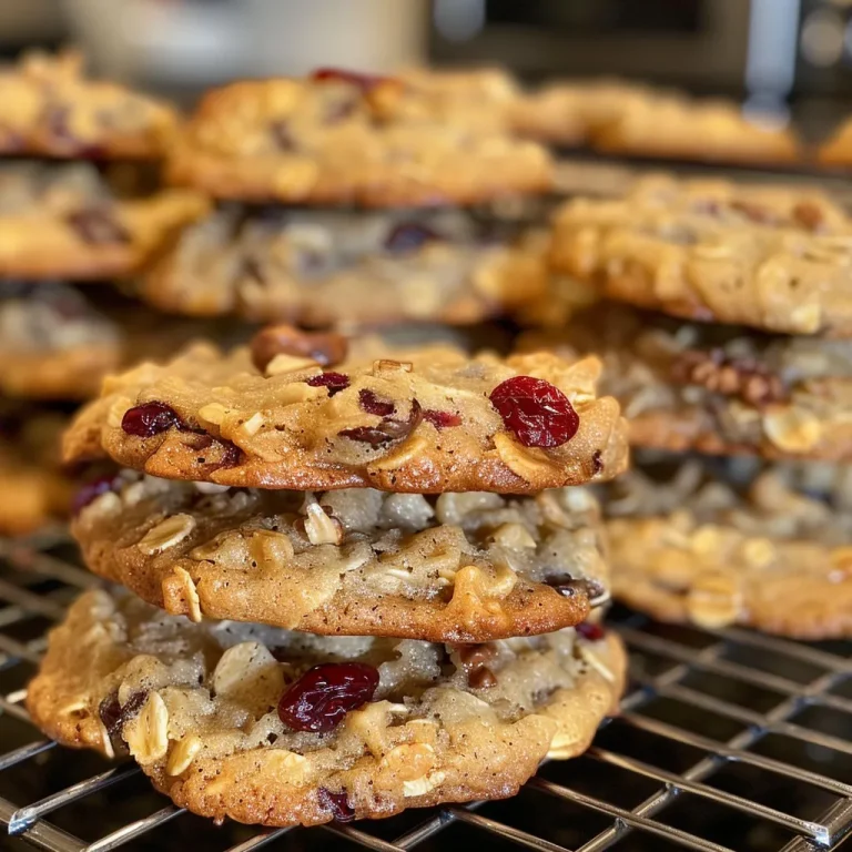 ['Close-up view of Cranberry Walnut Oatmeal Chocolate Chip Cookies with a golden-brown exterior and visible chocolate chips.', 'Side view of delicious, homemade oatmeal cookies featuring cranberries and walnuts, showcasing a soft texture.', 'Juicy chocolate chip cookies filled with cranberries and walnuts, captured in vibrant detail from a side angle.', 'Scrumptious oatmeal cookies with cranberries, walnuts, and chocolate chips, highlighting their rich, inviting appearance.']