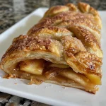 ['Close-up view of an Easy Apple Pie Danish, showcasing flaky pastry and apple filling.', 'Side angle of a homemade Easy Apple Pie Danish with golden-brown crust and apple slices.', 'Juicy Easy Apple Pie Danish featuring layers of crescent roll dough and cinnamon-spiced apples.', 'Delicious Easy Apple Pie Danish, highlighting melted butter and powdered sugar on top.']