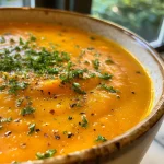 ['Close-up of vibrant orange Carrot Ginger Soup in a bowl.', 'Side view of creamy Carrot Ginger Soup garnished with herbs.', 'A rich bowl of Carrot Ginger Soup with a hint of coconut milk.', 'Juicy Carrot Ginger Soup displayed in a rustic bowl, ready to serve.']