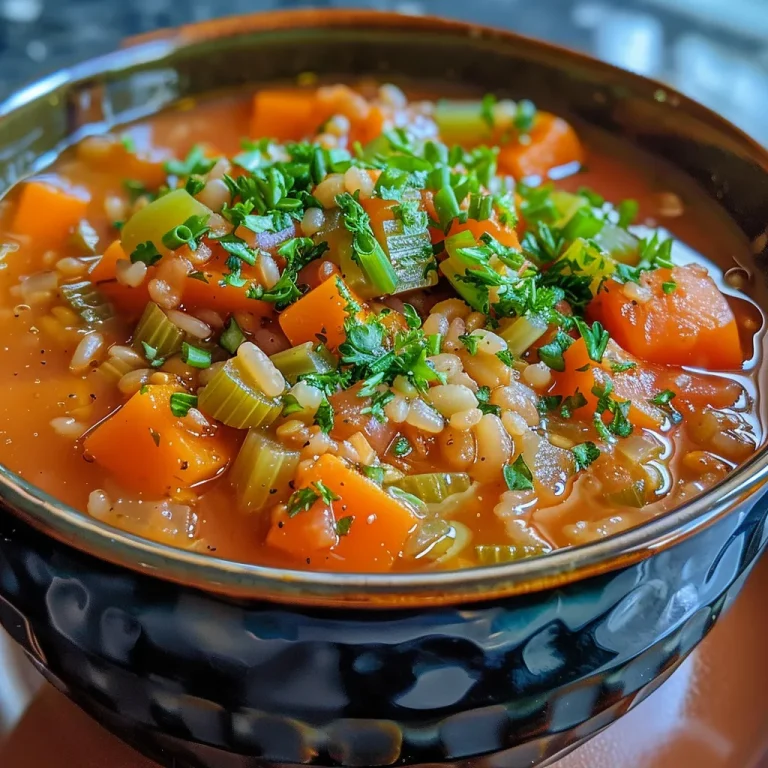 ['Close-up view of a bowl of Vegetable Barley Soup with fresh ingredients visible.', 'Side view of a hearty Vegetable Barley Soup showcasing colorful vegetables in a bowl.', 'Delicious Vegetable Barley Soup in a rustic bowl, highlighting vibrant veggies and barley.', 'A close-up of steaming Vegetable Barley Soup, with visible chunks of vegetables and barley.']