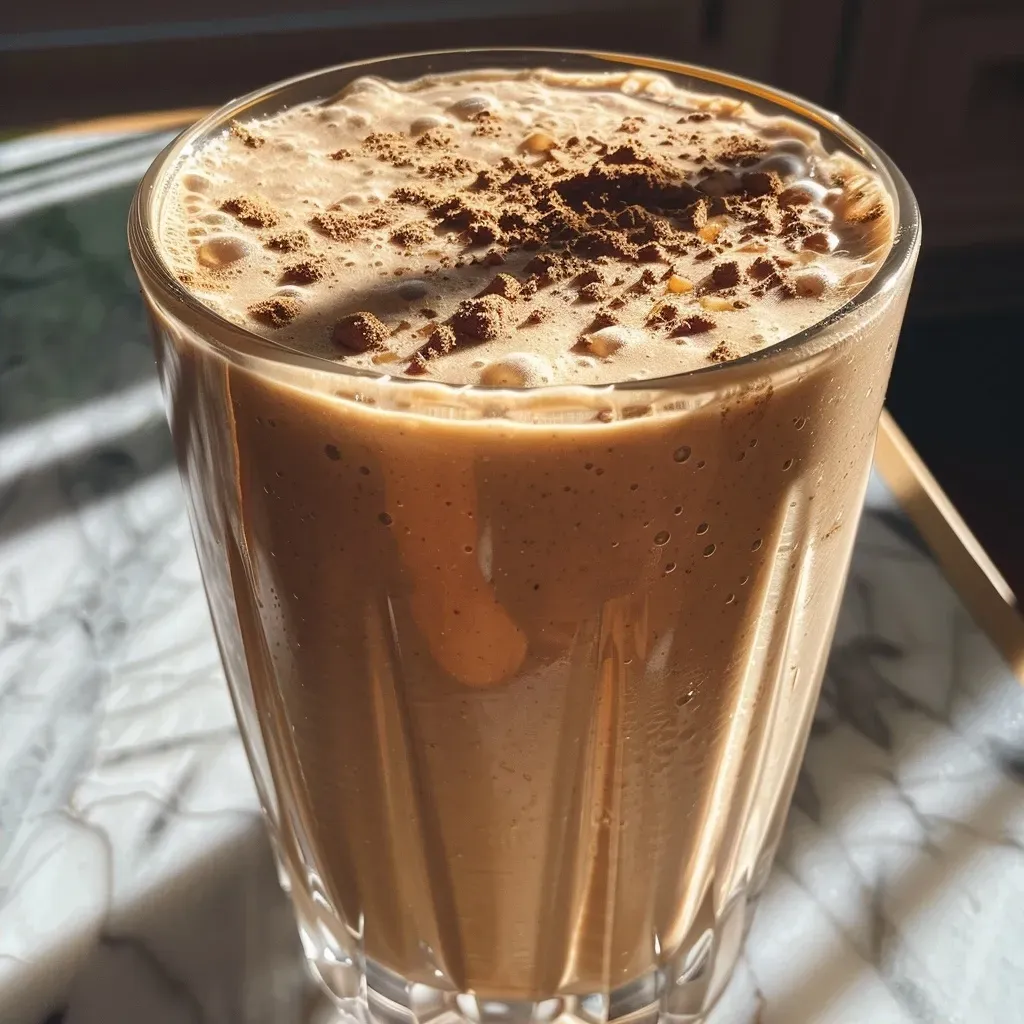 ['Close-up of a creamy vanilla chai protein shake in a glass, with ice cubes visible.', 'Side view of a vanilla chai protein shake topped with a sprinkle of nutmeg, served in a tall glass.', 'Refreshing vanilla chai protein shake with visible chai tea and ice, set against a simple background.', 'A delicious-looking vanilla chai protein shake in a glass, showcasing its creamy texture and spices.']