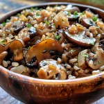 ['Close-up view of a delicious Wild Rice Mushroom Medley with visible mushrooms and rice.', 'Side perspective of a hearty Wild Rice Mushroom Medley featuring sliced mushrooms and herbs.', 'Juicy Wild Rice Mushroom Medley showing fresh ingredients like wild rice and cremini mushrooms.', 'Close-up of a colorful Wild Rice Mushroom Medley with textures of rice, mushrooms, and seasonings.']