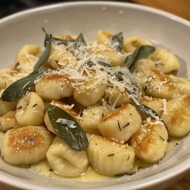Gnocchi Adventures: Discovering Comfort in Brown Butter and Sage Close-up view of brown butter sage gnocchi with crispy sage leaves.