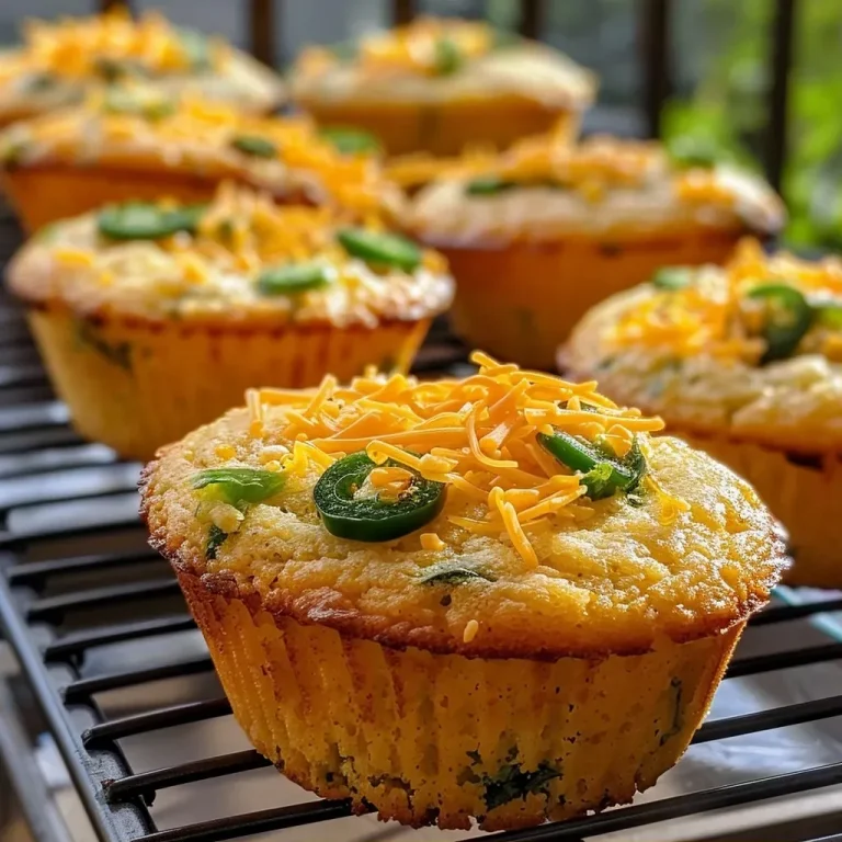 Spicy Cornbread Muffins: A Flavorful Journey Through the South Close-up of cornbread muffins with jalapeño and cheese, showcasing a golden-brown crust and melty cheese.