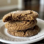 Close-up view of crinkle gingerbread cookies on a plate.