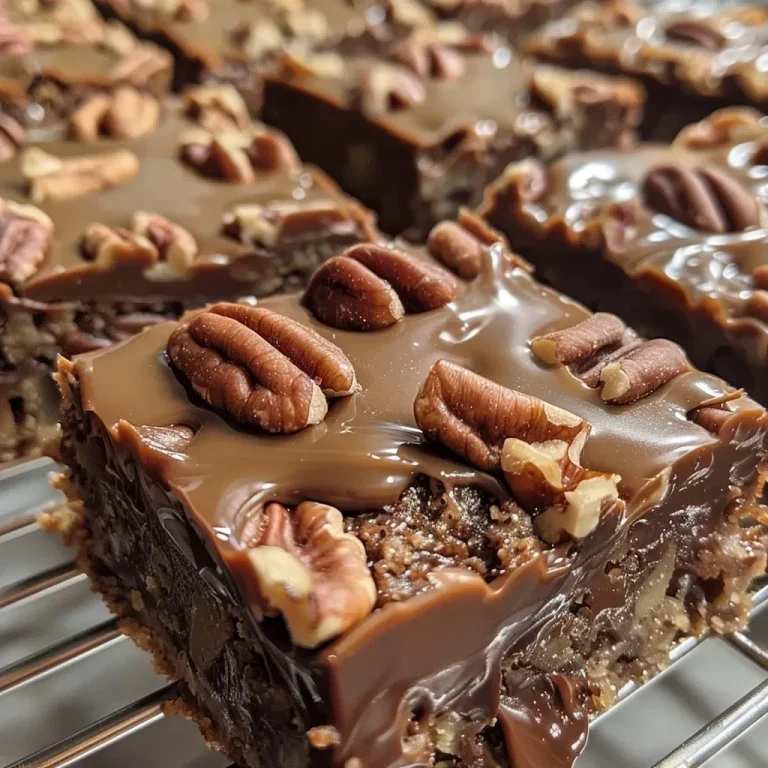 Close-up view of delicious Easy Turtle Bars with a side perspective.