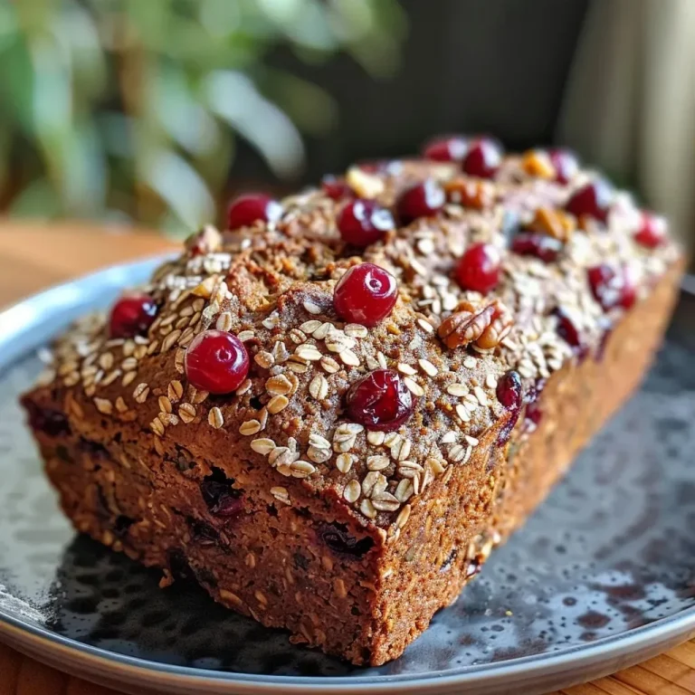 A Slice of Sunshine: Discovering the Joy of Cranberry Orange Oatmeal Bread Close-up of Healthy Cranberry Orange Oatmeal Bread with a golden crust and vibrant cranberry pieces.