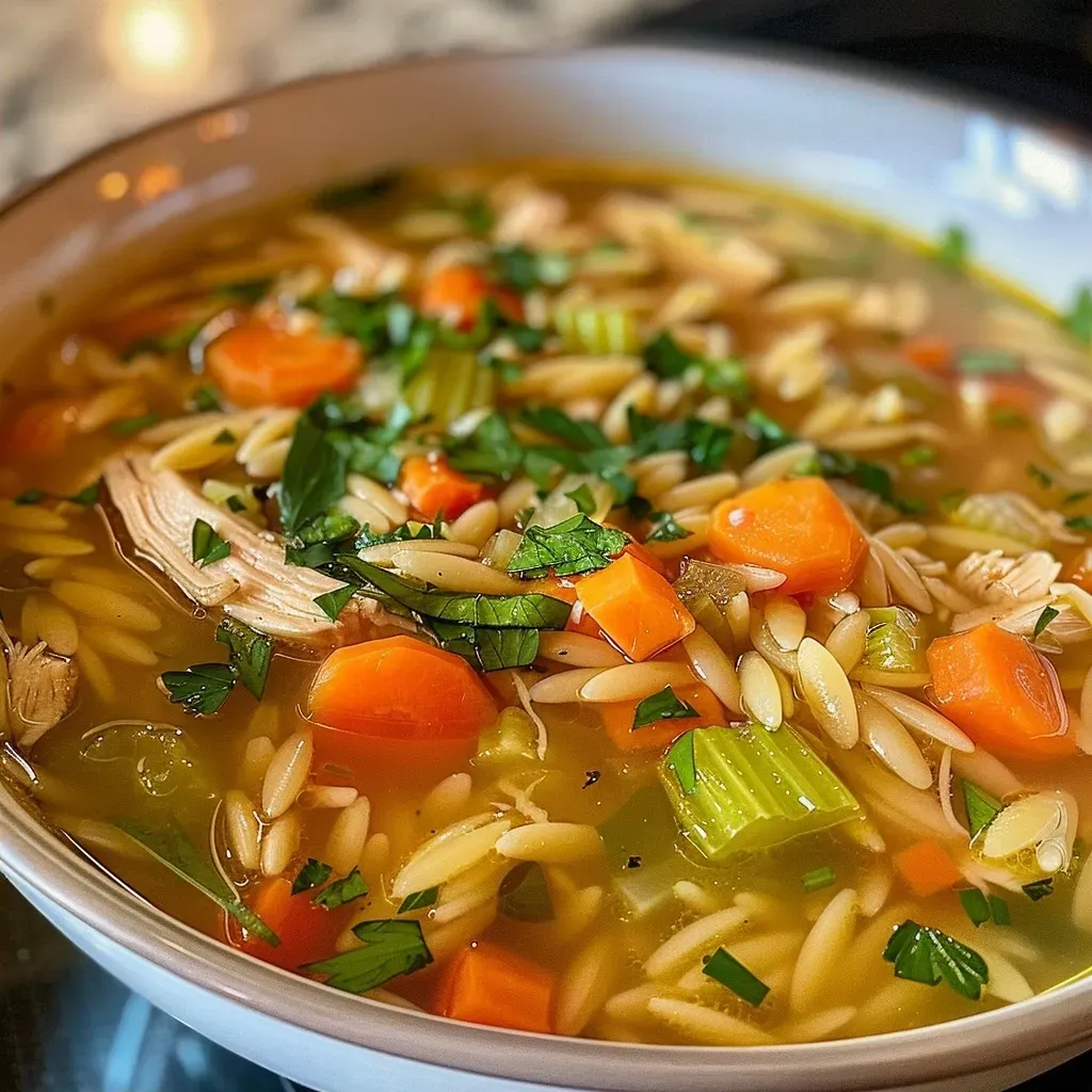 Lemon Chicken Orzo Soup