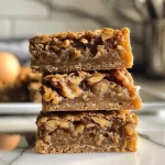Close-up view of Maple Walnut Blondies with a golden crust and chopped walnuts on top.