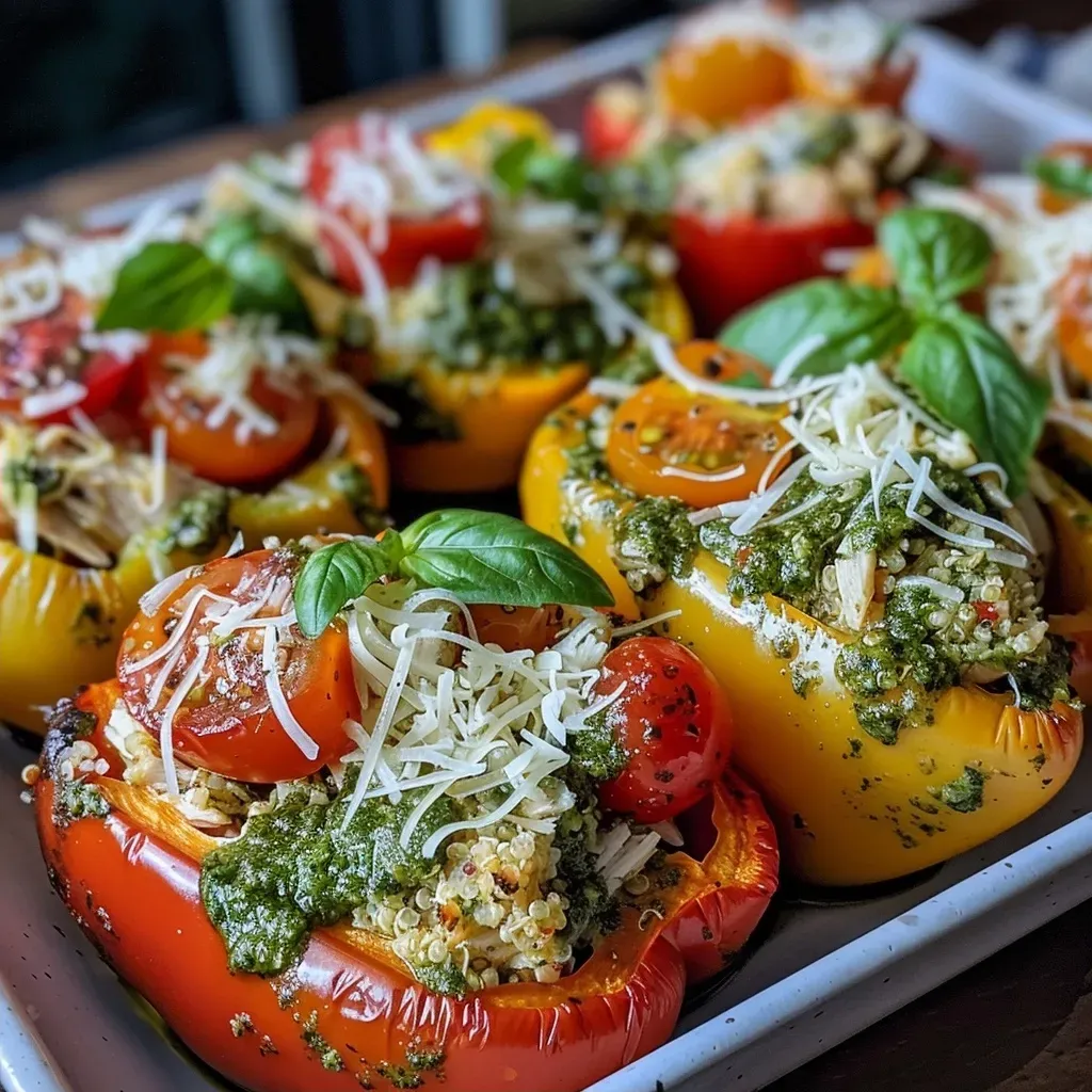 Pesto Chicken Stuffed Peppers