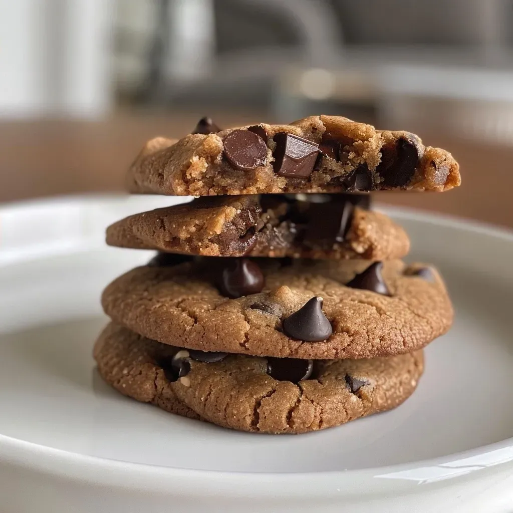Juicy chocolate chip cookies made with gluten-free ingredients, presented in a side view, highlighting their golden edges and melt-in-your-mouth centers.