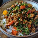 Spicy Lamb Stir Fry Rice Bowl