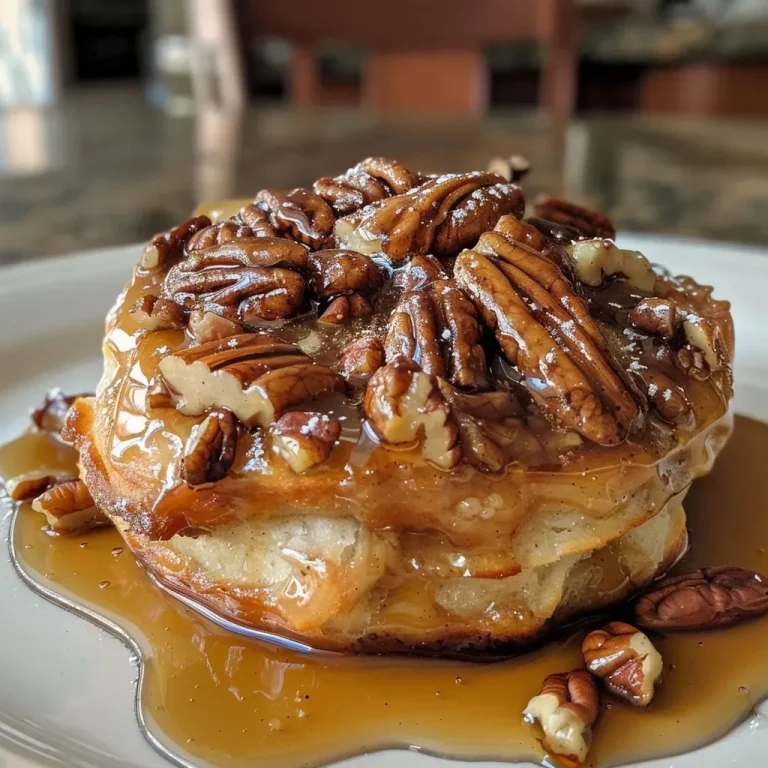 A Journey Through Sweetness: The Sticky Pecan Cinnamon Buns That Bring Comfort to Every Kitchen Close-up of sticky pecan cinnamon buns with gooey glaze and pecan topping.