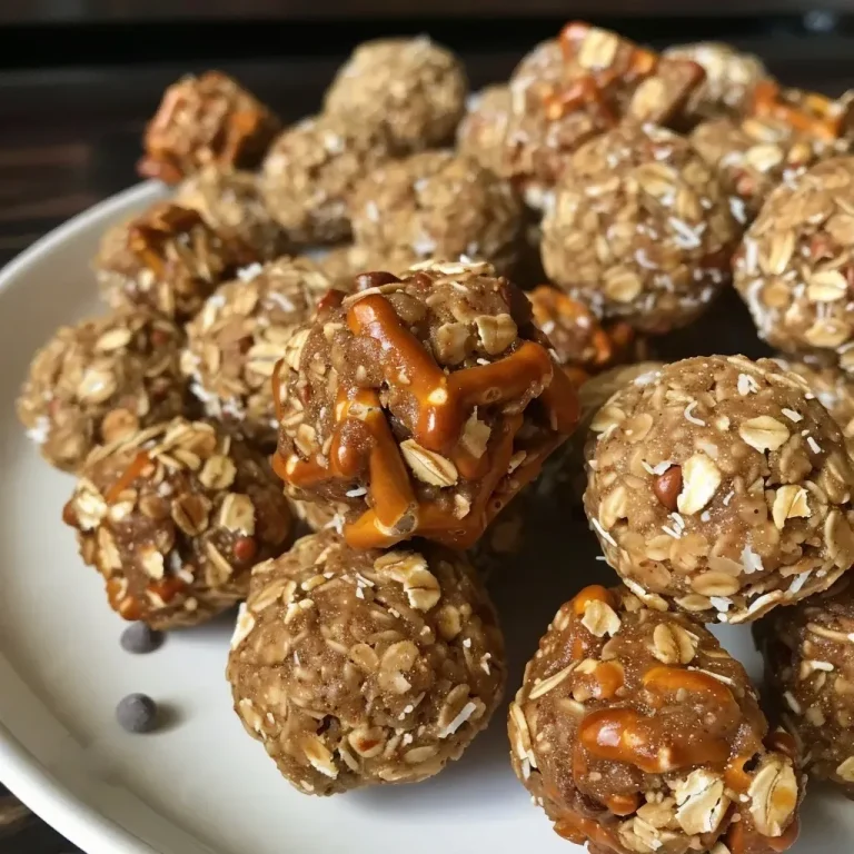 Bites of Bliss: Discovering the Sweet and Salty Harmony in Peanut Butter Pretzel Delights Close-up image of Sweet and Salty Peanut Butter Pretzel Bites arranged on a wooden surface.